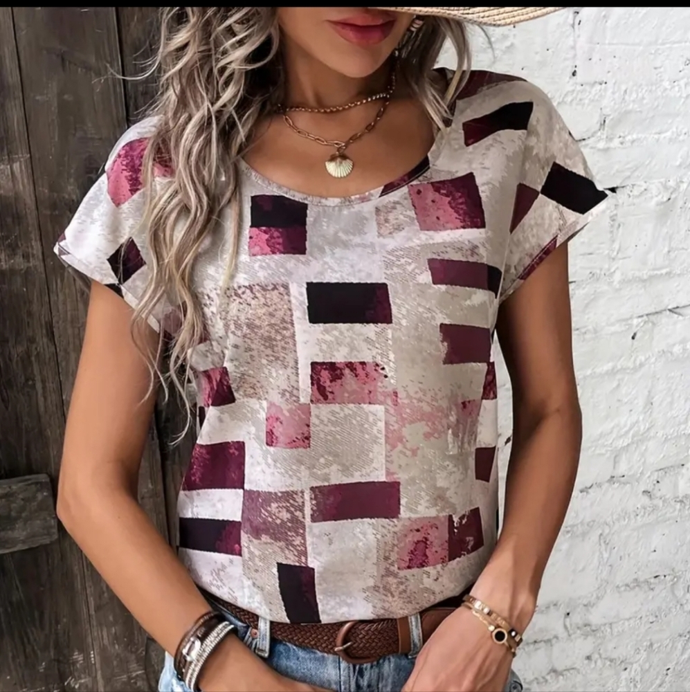 Magenta Block Print Blouse